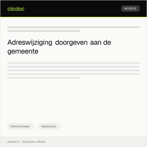 Documentvoorvertoning: Verzoek om bevestiging adreswijziging bij gemeente — Administratie, Nederland