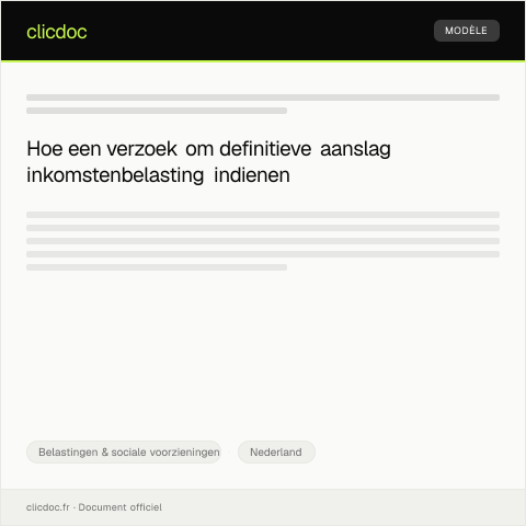 Documentvoorvertoning: Verzoek om definitieve aanslag inkomstenbelasting — Belastingen & sociale voorzieningen, Nederland