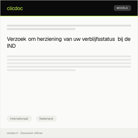 Documentvoorvertoning: Verzoek om herziening van verblijfsstatus bij IND — Internationaal, Nederland