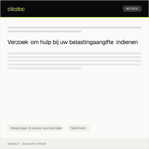 Documentvoorvertoning: Verzoek om hulp bij invullen belastingaangifte — Belastingen & sociale voorzieningen, Nederland