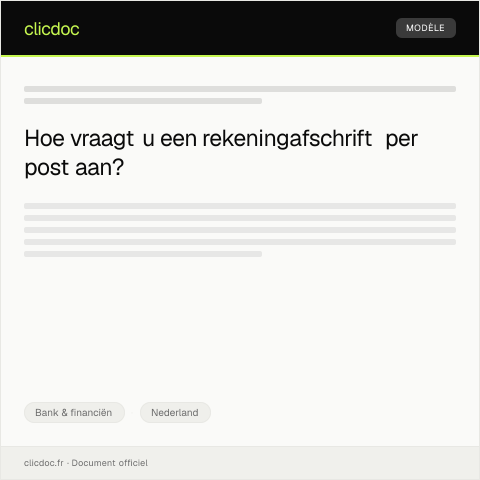 Documentvoorvertoning: Verzoek om rekeningafschrift per post — Bank & financiën, Nederland