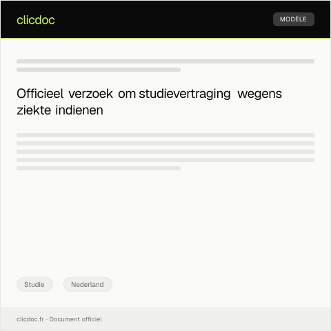 Documentvoorvertoning: Verzoek om studievertraging wegens ziekte — Studie, Nederland