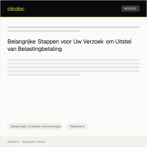 Documentvoorvertoning: Verzoek om uitstel van belastingbetaling — Belastingen & sociale voorzieningen, Nederland