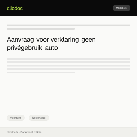Documentvoorvertoning: Verzoek om verklaring geen privégebruik auto — Voertuig, Nederland