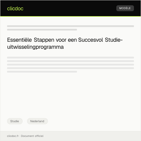 Documentvoorvertoning: Verzoek tot studie-uitwisselingprogramma — Studie, Nederland