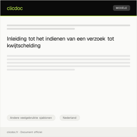 Documentvoorvertoning: Verzoek tot kwijtschelding belasting — Andere veelgebruikte sjablonen, Nederland