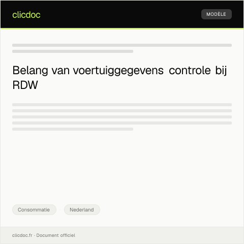 Documentvoorvertoning: Verzoek tot controle van voertuiggegevens bij RDW — Consommatie, Nederland