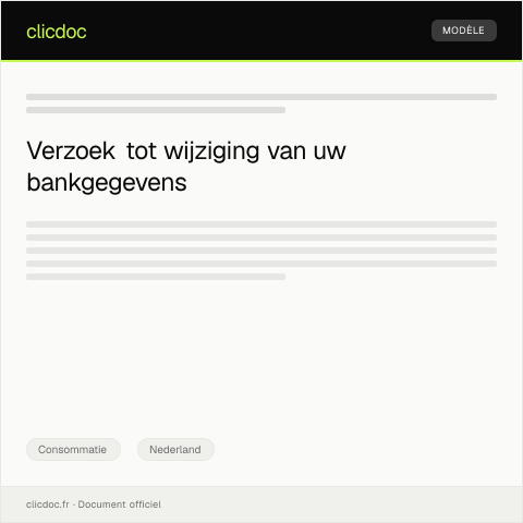 Documentvoorvertoning: Verzoek tot wijziging bankgegevens bij Belastingdienst — Consommatie, Nederland