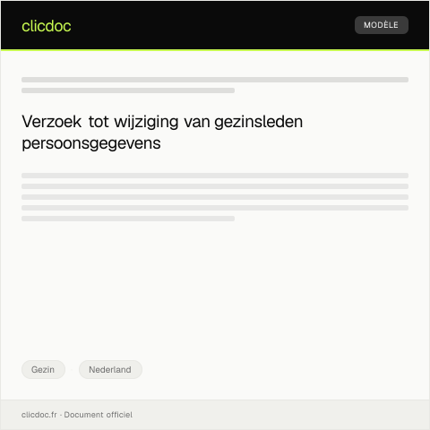 Documentvoorvertoning: Verzoek tot wijziging persoonsgegevens gezinsleden — Gezin, Nederland