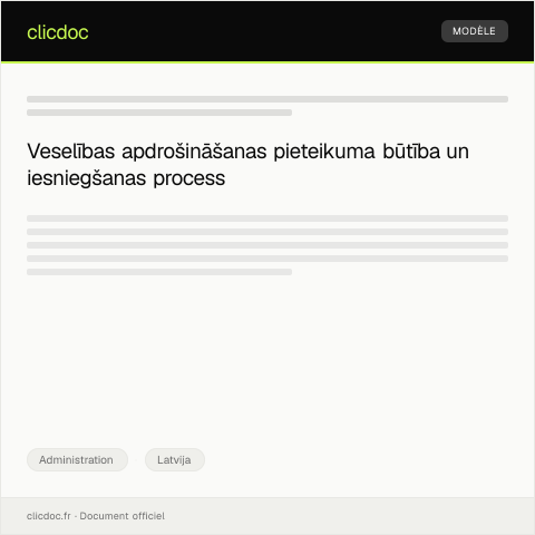 Document preview: Veselības apdrošināšanas pieteikums vai apmaksas pieprasījums — Administration, Latvija
