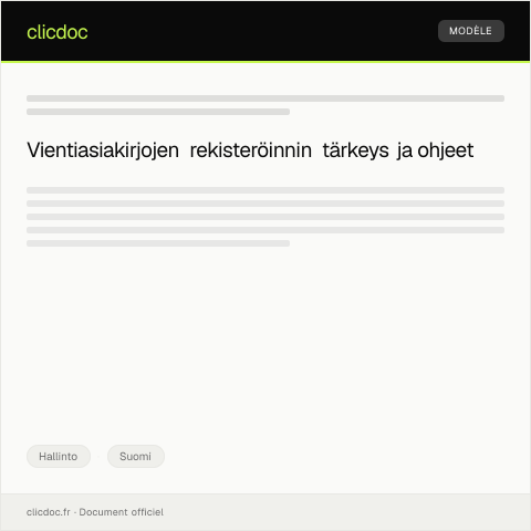 Document preview: Vientiasiakirjojen rekisteröinti — Hallinto, Suomi