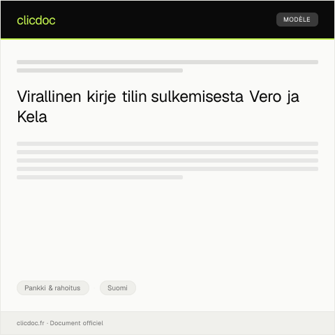 Document preview: Viestintä tilin sulkemisesta — Pankki & rahoitus, Suomi
