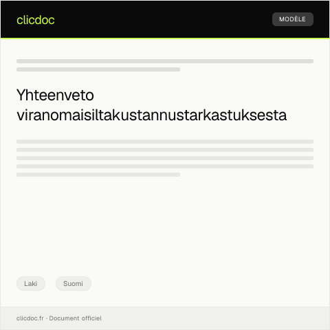 Document preview: Viranomaistarkastuksen tulos — Laki, Suomi