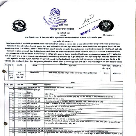 Document preview: विराटनगर भन्सार कार्यालयको मालसामान लिलाम सम्बन्धी सूचना २०८३-०१-२५ — customs, नेपाल (CERFA n°विराटनगर भन्सार कार्यालयको मालसामान लिलाम सम्बन्धी सूचना २०८३ ०१ २५ slqxmgp)