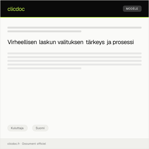 Document preview: Virheellisen laskun valitus — Kuluttaja, Suomi