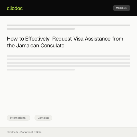 Document preview: Request for Visa Application Assistance at Jamaican Consulate — International, Jamaica