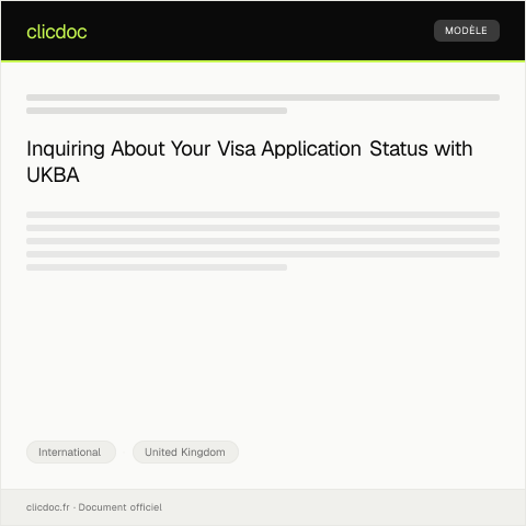 Document preview: Letter to UK Border Agency Regarding Visa Application Status — International, United Kingdom