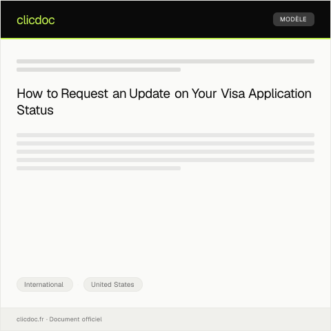Document preview: Request for Visa Application Status Update from US Department of State — International, United States