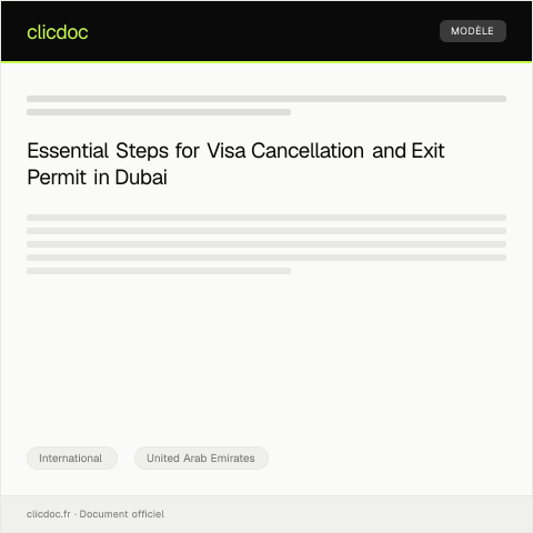 Document preview: Request for Visa Cancellation and Exit Permit from Dubai Immigration — International, United Arab Emirates