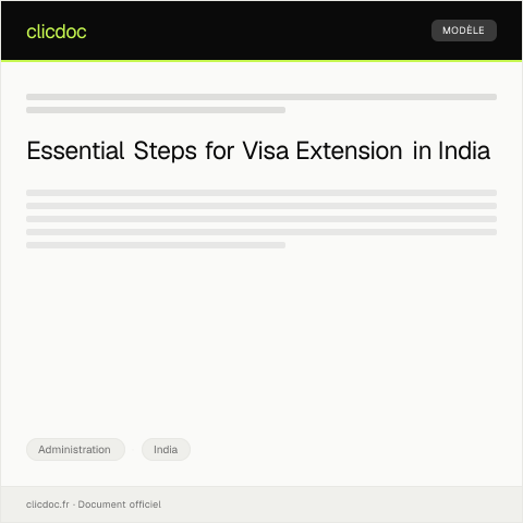 Document preview: Application for a Visa Extension — Administration, India