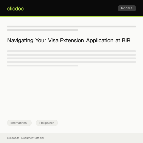Document preview: Application for Visa Extension at Bureau of Immigration — International, Philippines