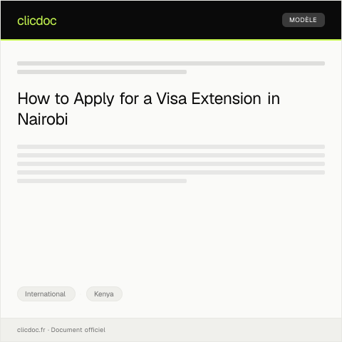 Document preview: Application for Visa Extension at Nairobi Immigration Department — International, Kenya