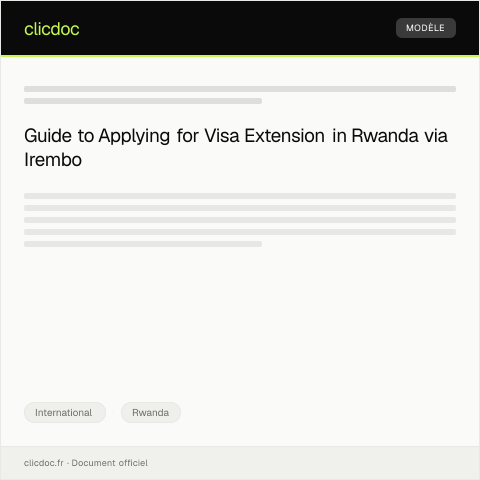 Document preview: Application for Visa Extension via Irembo — International, Rwanda