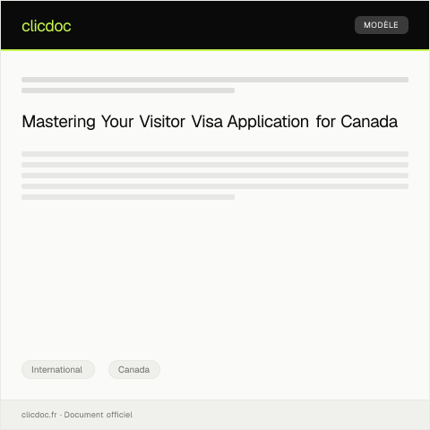 Document preview: Visitor Visa Application / Demande de visa de visiteur — International, Canada