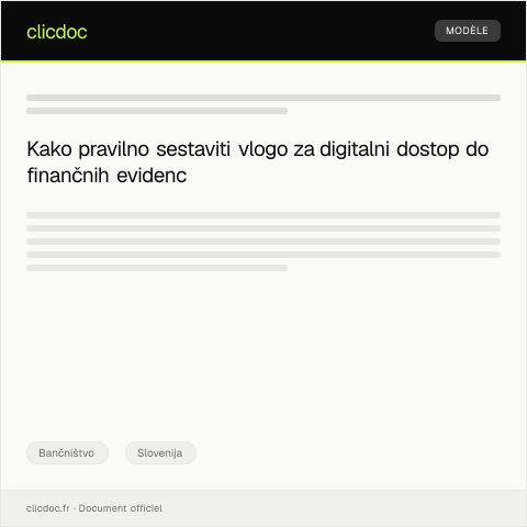Document preview: Vloga za digitalni dostop do finančnih evidenc podjetja — Bančništvo, Slovenija
