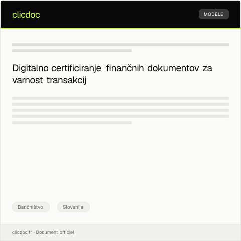 Document preview: Vloga za digitalno certificiranje finančnih dokumentov — Bančništvo, Slovenija