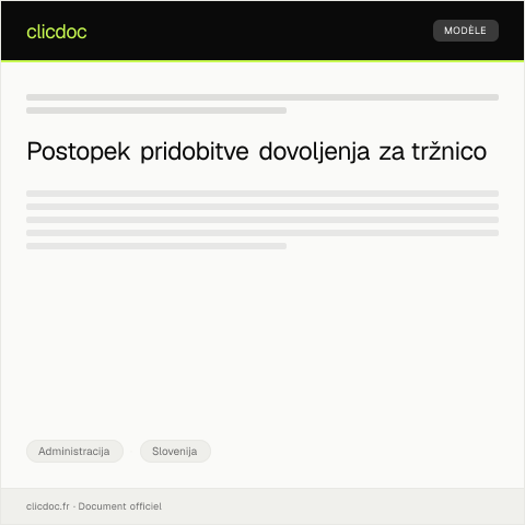 Document preview: Vloga za pridobitev dovoljenja za postavitev stojnice na tržnici — Administracija, Slovenija
