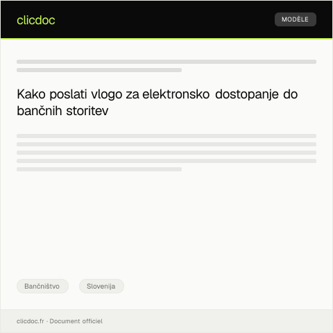 Document preview: Vloga za elektronsko dostopanje do bančnih storitev prek eUprava — Bančništvo, Slovenija