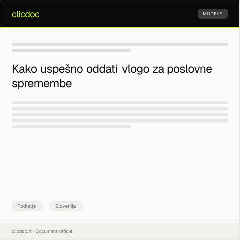 Document preview: Vloga za elektronsko odobritev poslovnih sprememb — Podjetje, Slovenija