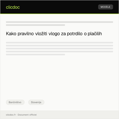 Document preview: Vloga za elektronsko pridobitev potrdila o plačilih — Bančništvo, Slovenija