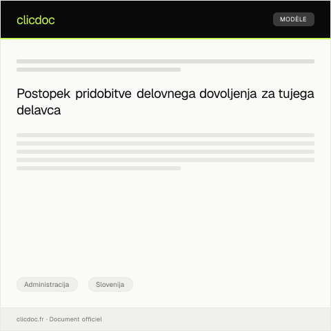 Document preview: Vloga za izdajo delovne dovolilnice za tujega delavca — Administracija, Slovenija