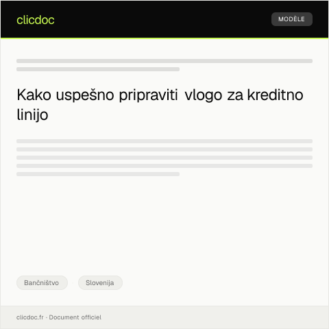 Document preview: Vloga za odobritev kreditne linije — Bančništvo, Slovenija
