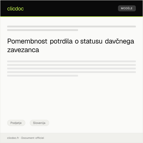 Document preview: Vloga za potrdilo o statusu davčnega zavezanca — Podjetje, Slovenija