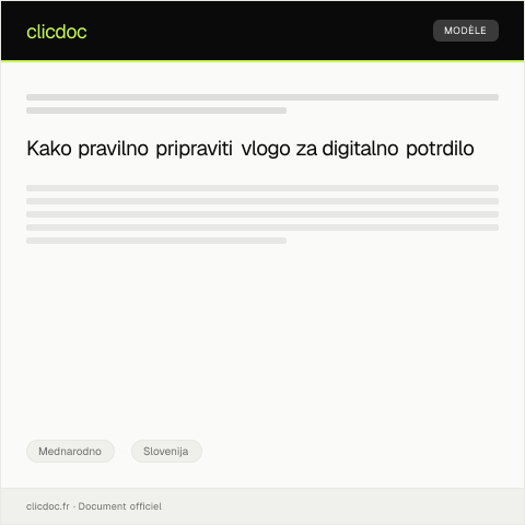 Document preview: Vloga za pridobitev digitalnega potrdila za dostop do eUprave — Mednarodno, Slovenija