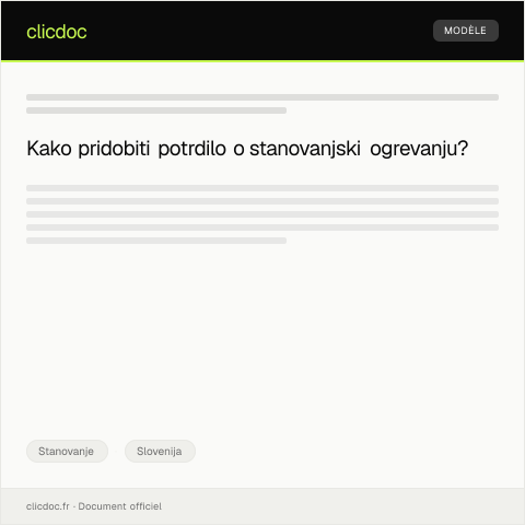 Document preview: Vloga za pridobitev potrdila o stanovanjski ogrevanju — Stanovanje, Slovenija
