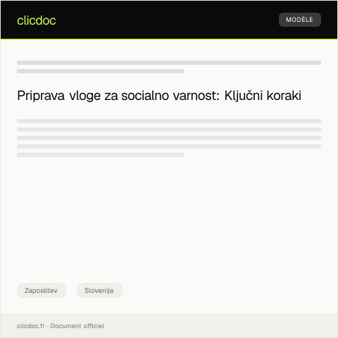 Document preview: Vloga za socialno varnost prek javnih evidenc — Zaposlitev, Slovenija