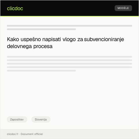 Document preview: Vloga za subvencioniranje delovnega procesa — Zaposlitev, Slovenija
