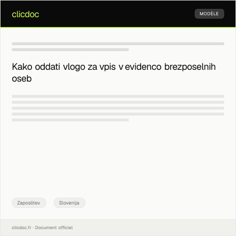 Document preview: Vloga za vpis v evidenco brezposelnih oseb — Zaposlitev, Slovenija