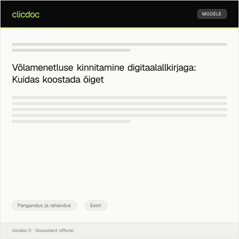 Document preview: Võlamenetluse kinnitamine digitaalallkirjaga — Pangandus ja rahandus, Eesti