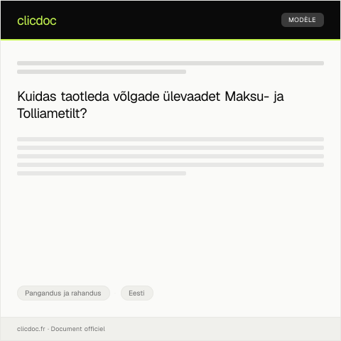 Document preview: Võlgade ülevaate taotlus — Pangandus ja rahandus, Eesti