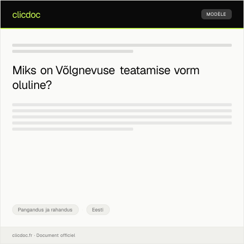 Document preview: Võlgnevuse teatamise vorm — Pangandus ja rahandus, Eesti
