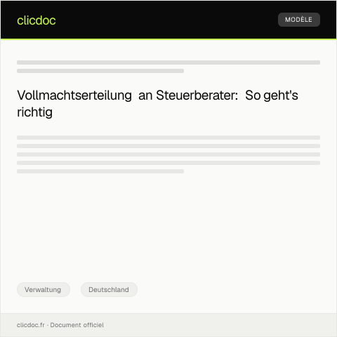 Dokumentvorschau: Erteilung einer Vollmacht an einen Steuerberater — Verwaltung, Deutschland