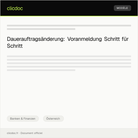 Dokumentvorschau: Voranmeldung für eine Dauerauftragsänderung — Banken & Finanzen, Österreich