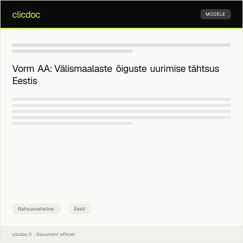 Document preview: Vorm AA – Eesti Välismaalaste Õiguste Uurimine — Rahvusvaheline, Eesti