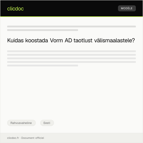 Document preview: Vorm AD – Eesti Välismaalaste Dokumentide Taotlus — Rahvusvaheline, Eesti