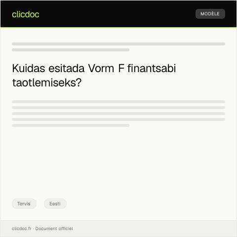 Document preview: Vorm F - Finantsabi taotlemine — Tervis, Eesti